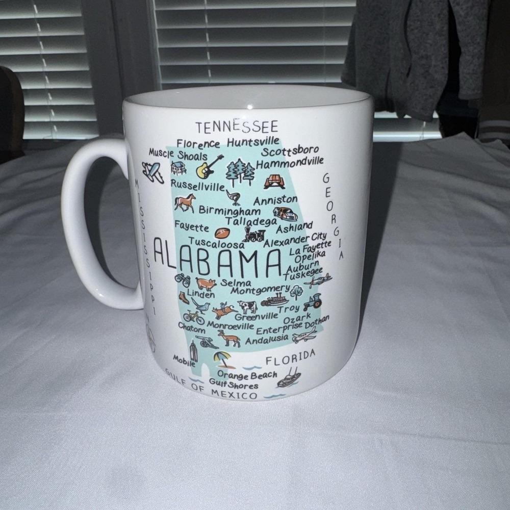 VTG 222 Fifth My Place Alabama Map Oversize Jumbo Coffee Mug Cup 28 oz Porcelain